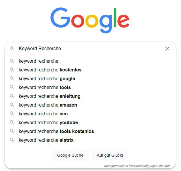Keyword-Recherche-Google-Suche